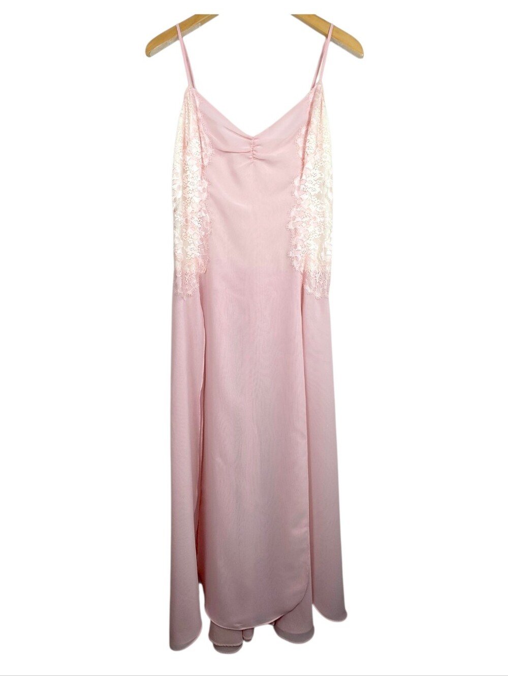 VTG Valerie Stevens Slip Dress Sz L Sheer Lace Nightgown Fairy Ethereal Feminine